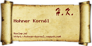 Hohner Kornél névjegykártya