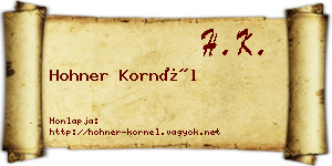 Hohner Kornél névjegykártya